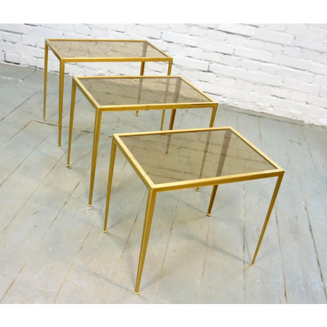 1960s Mid-Century German Brass Coffee Tables from Vereinigte Werkstätten, 1960s, Set of 3 For Sale - Image 5 of 10