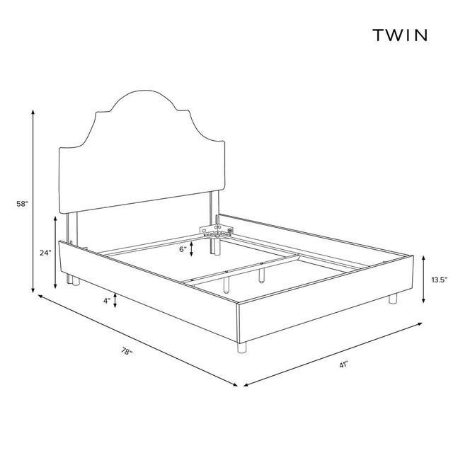 Twin Bed in Velvet Ink For Sale In Chicago - Image 6 of 6