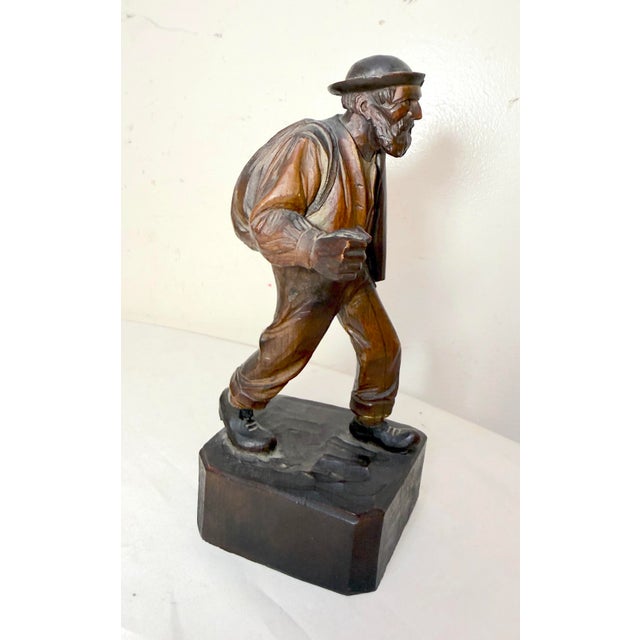 Finely Carved Antique 19th Century German Man Hobo Bum Wood Sculpture Statue For Sale - Image 4 of 12