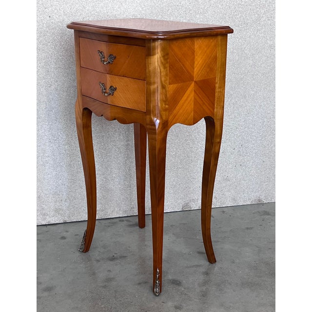 Pair of Louis XVI Style Nightstands With Two Drawers and Cabriole Legs For Sale - Image 4 of 10