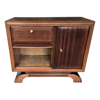 Italian Art Deco Walnut Dry Bar Cocktail Cabinet, 1960s For Sale