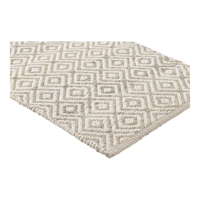 Part & Parcel Goods Textured Diamond Rug, 5'x8', Sky Blue and Eggshell For Sale