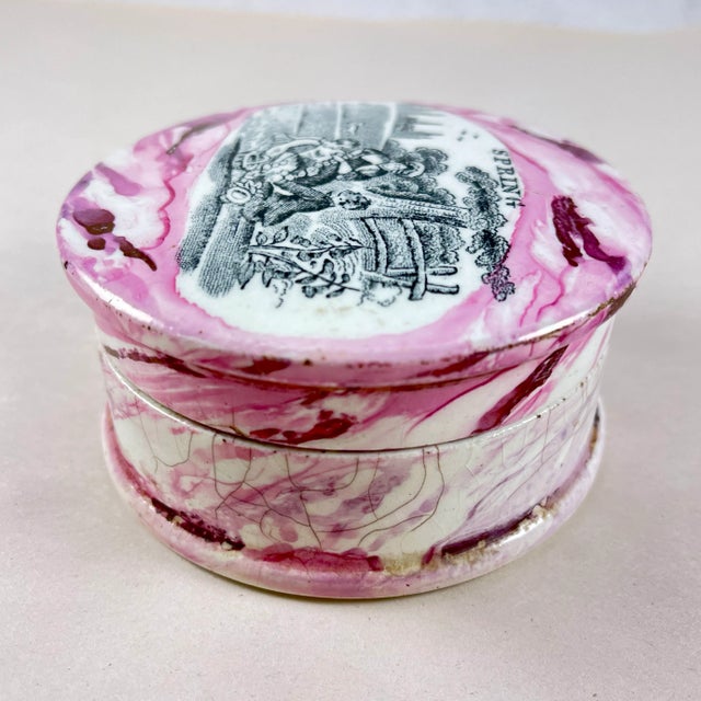 English Sunderland Pottery Pink Lustre Vanity Pot, Spring For Sale In Philadelphia - Image 6 of 9