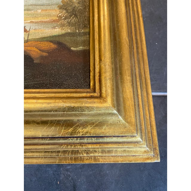 Venetian Landscape Oil Painting With Gilt Wood Frame- Made in Italy For Sale - Image 10 of 13