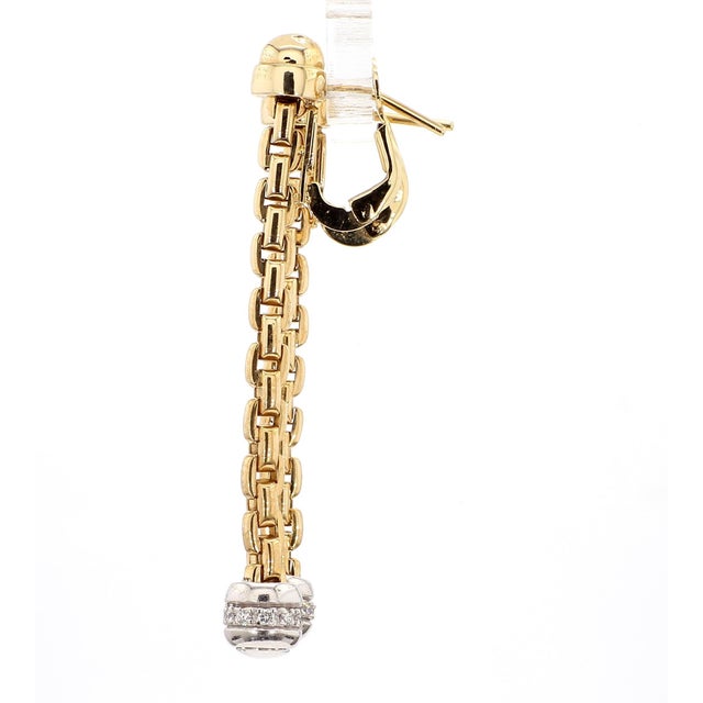Contemporary 14k Gold Ball and Chain Diamond Drop Dangle Earrings, Pair For Sale - Image 3 of 8