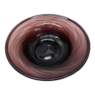 Mid-Century Modern Hand-Blown Large Amethyst Glass Centerpiece Bowl For Sale