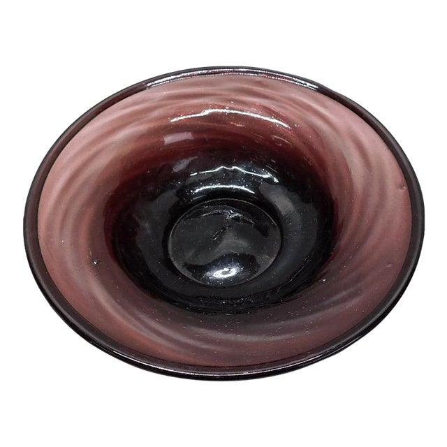 Mid-Century Modern Hand-Blown Large Amethyst Glass Centerpiece Bowl For Sale