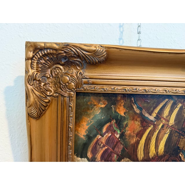 Italian Vintage Maritime Ship Oil Painting Signed Vasselli Nautical Seascape For Sale In Jacksonville, FL - Image 6 of 10