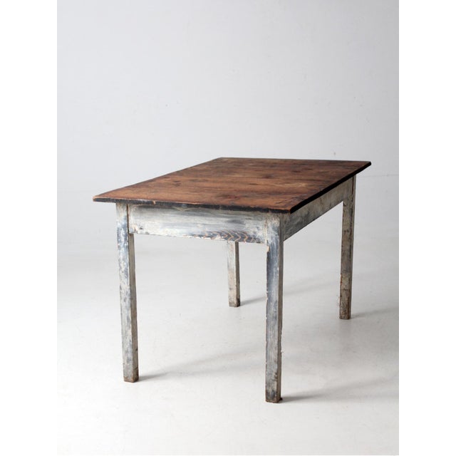 Antique Painted Wood Farmhouse Table For Sale - Image 16 of 18