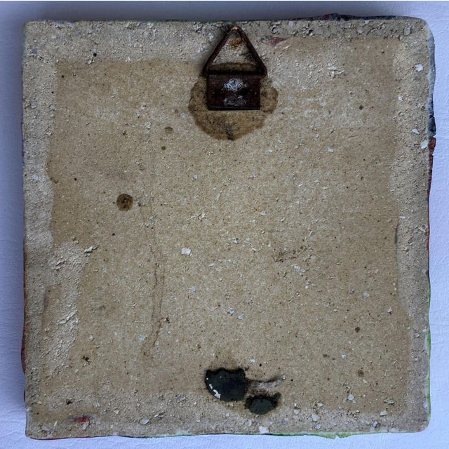 Square Ceramic Art Tiles with Multi Color Bright Glazes, 1970s, Set of 4 For Sale - Image 12 of 13