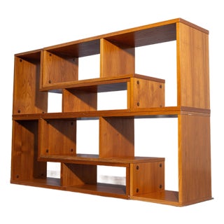 Vintage Scandinavian Teak Modular Puzzle Wall Unit Room Divider, 4 Pieces For Sale