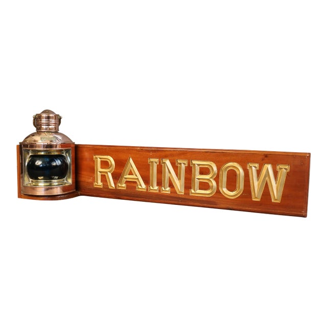 "Rainbow" Nameboard with Antique Light For Sale