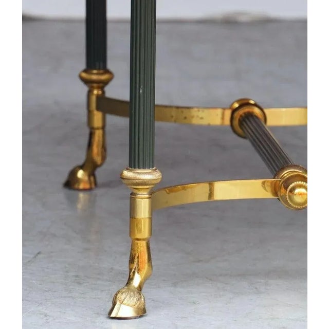 French Mid-Century Coffee or Cocktail Low Table of Brass With Green Marble Top For Sale - Image 10 of 13