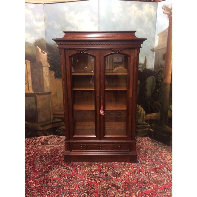 Antique Bookcase, Victorian Bookcase With Glass Doors For Sale - Image 4 of 13