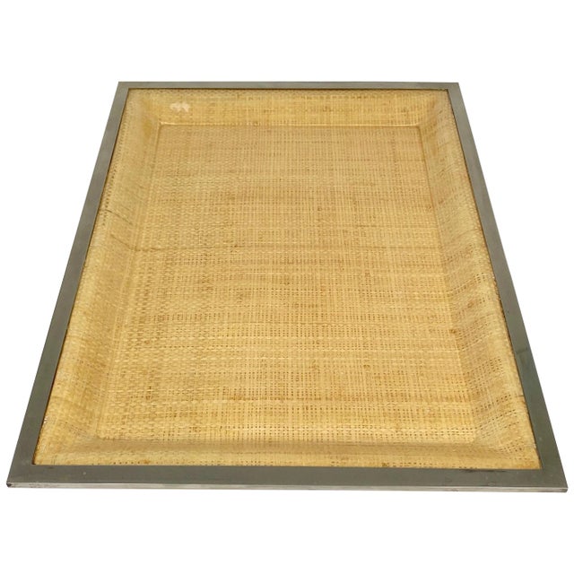 Wicker & Acrylic Serving Tray from Janetti, Italy, 1970s For Sale - Image 11 of 11