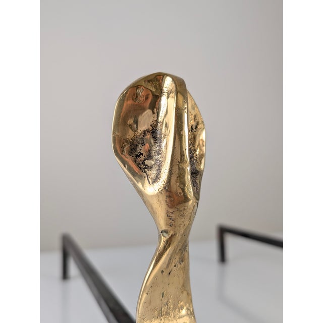 Brutalist Sculptural Bronze Andirons, 1970s, Set of 2 For Sale - Image 10 of 15