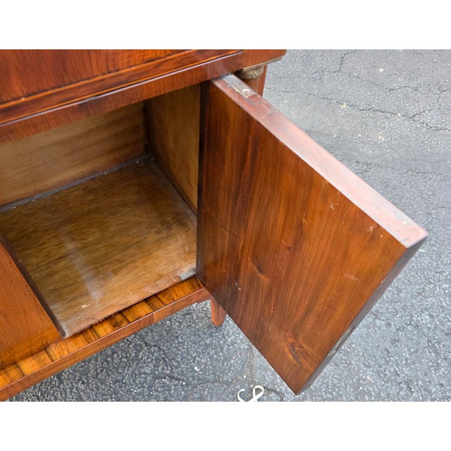 American Classical Figured Flame Mahogany Two-Drawer Cabinet With Brass-Mounted Columns, Circa 1840 For Sale - Image 11 of 12