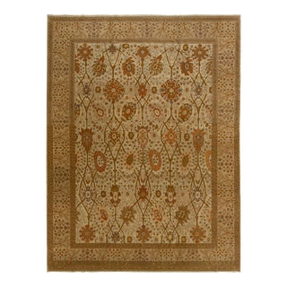 Allover Floral Persian Tabriz Wool Rug in Beige From the 1940s For Sale