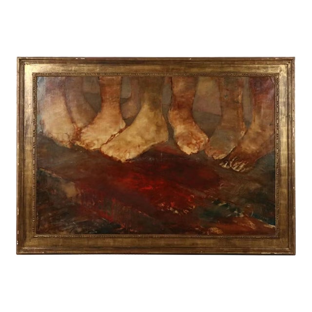 Vintage Stig E. Lindberg Oil Painting of Feet, 1961 Signed Framed For Sale