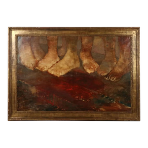 Vintage Stig E. Lindberg Oil Painting of Feet, 1961 Signed Framed