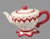 Contemporary Vintage Fairytale Magenta Red & White Porcelain Polka-Dot Star Base Tea Pot For Sale - Image 3 of 9