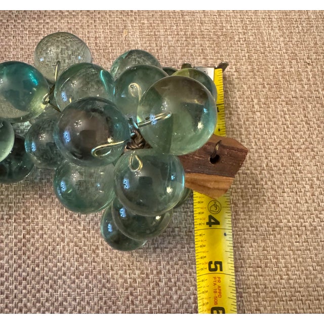 Mid-Century Modern Vintage Mid-Century Aqua Lucite Grape Cluster on Carved Wooden Stem For Sale - Image 3 of 7