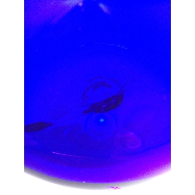 1950s Cobalt Blue Glass Hand Blown Heavy Carafe For Sale - Image 11 of 13
