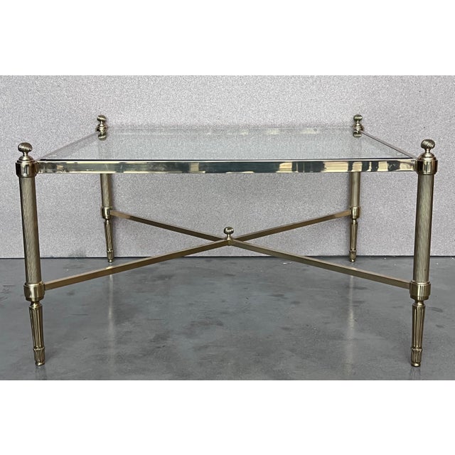 Mid 20th Century Spanish Two Tier Square Brass and Bronze Coffee Table For Sale - Image 17 of 18