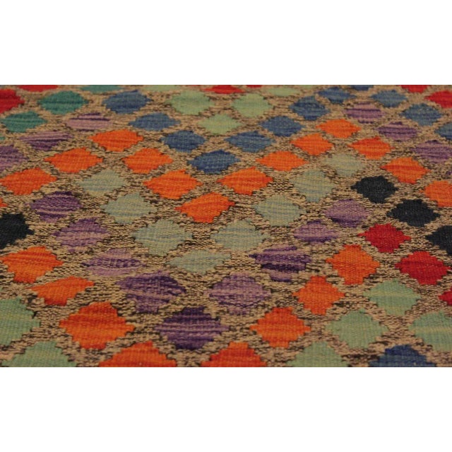 1990s 1990s Shabby Chic Abstract Gray/Blue Hand-Woven Kilim Wool Rug -5'9 X 7'11 For Sale - Image 5 of 8