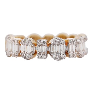 14k Yellow Gold 0.74 Ctw Diamond Multi-Shape Geometric Band Ring Size 7 For Sale