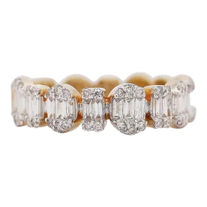 14k Yellow Gold 0.74 Ctw Diamond Multi-Shape Geometric Band Ring Size 7