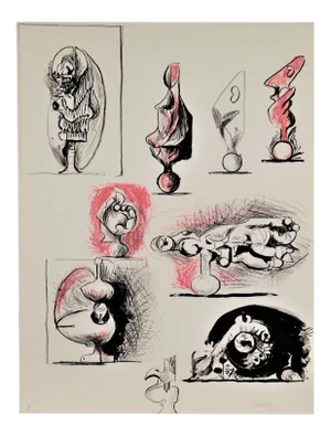 Graham Sutherland, "Sheet of Studies" from the suite "Bestiary and some Correspondences", 1968