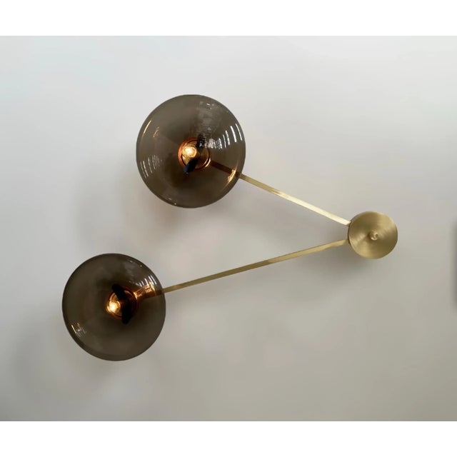 Not Yet Made - Made To Order Due Satin Brass Smoky Glass Flush Mount by Fabio Ltd For Sale - Image 5 of 5