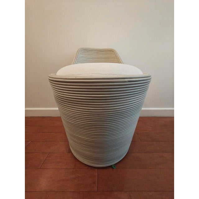 American Palecek Enzo Swivel Stool Whitewash Pole Rattan For Sale - Image 3 of 8