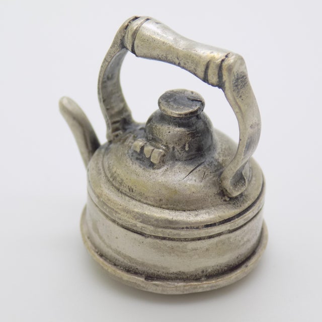Italian Vintage Italian Handmade Genuine Silver Teapot Solid Dollhouse Miniature For Sale - Image 3 of 10