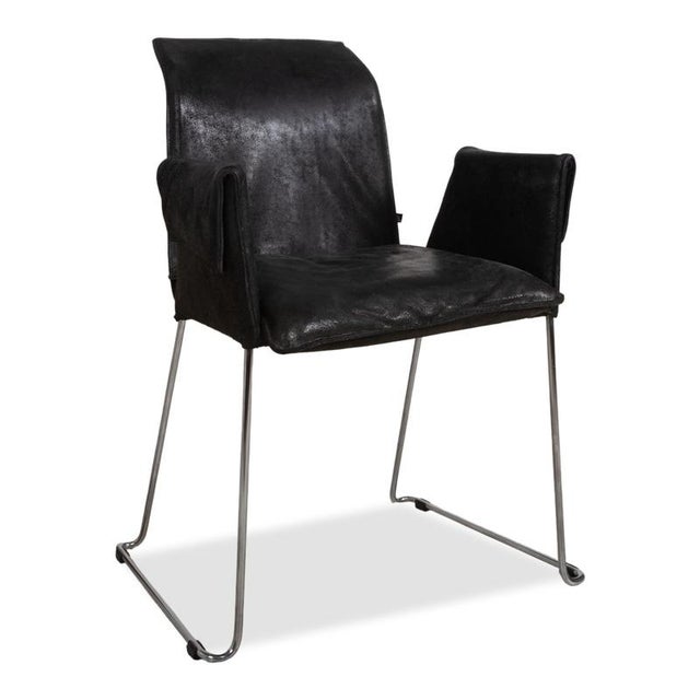 Modern Mexico Chairs in Black Leather and Chrome from KFF For Sale - Image 3 of 16
