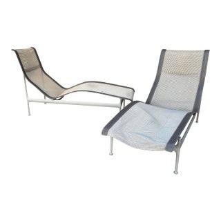 Pair Richard Schultz Knoll Chaise Lounge Chair Aluminum Mesh Modern Patio Pool For Sale