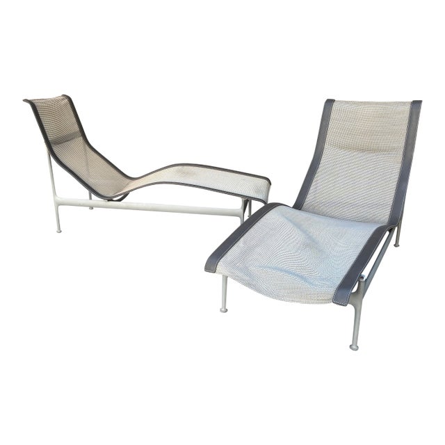 Pair Richard Schultz Knoll Chaise Lounge Chair Aluminum Mesh Modern Patio Pool For Sale