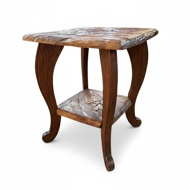1930s Antique Japanese Carved Fruitwood Side Table from Liberty of London, 1930s For Sale - Image 5 of 13