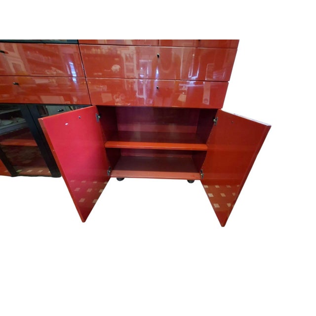 Italian Sideboard in Glossy Chinese Red Lacquer by Cappellini, 1990 For Sale - Image 3 of 18