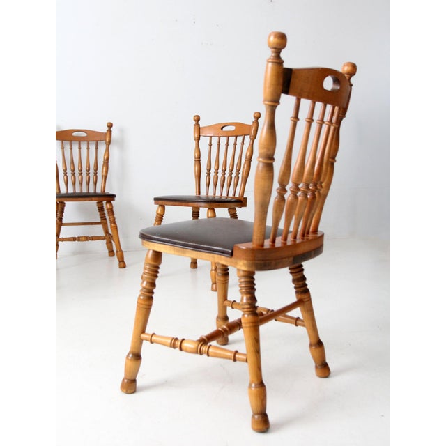 Vintage Spindle Back Dining Chairs Set of 4 For Sale - Image 13 of 18