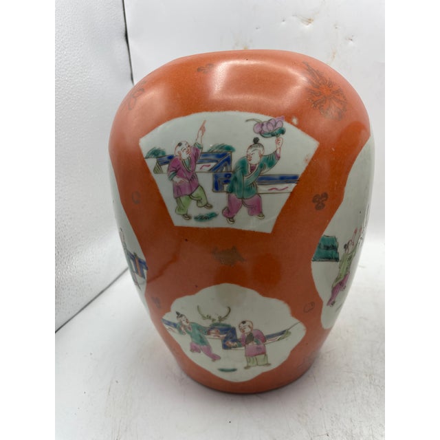 Pair of Chinese Hand Painted Jars For Sale - Image 9 of 10