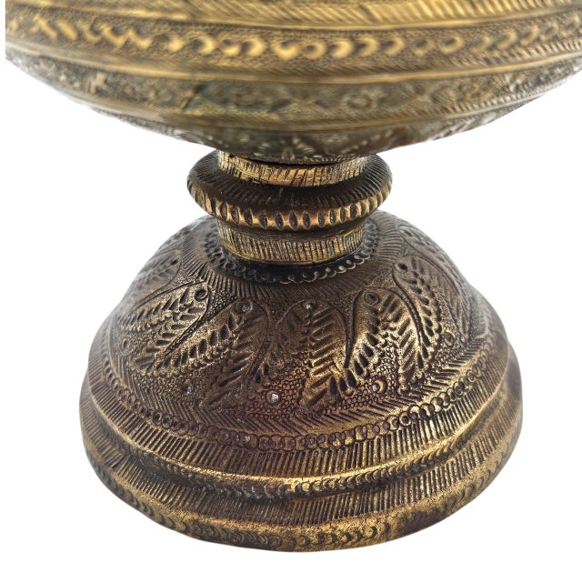 19th Century Islamic Arabic Engraved Brass Jug With Figural Handle For Sale - Image 12 of 13