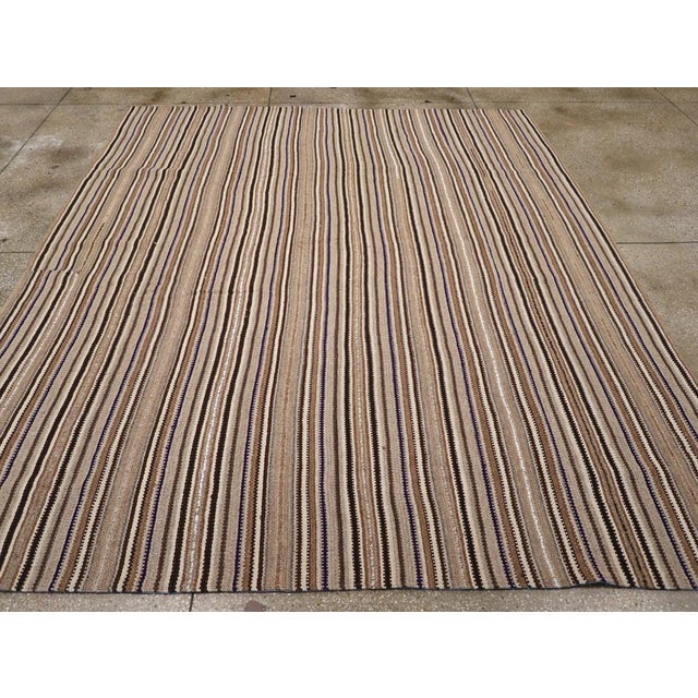 A vintage Turkish flatweave Kilim room size carpet handmade during the mid-20th century. Measures: 9' 2" x 10' 6"