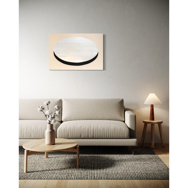 Contemporary Rebecca Koury "Silhouette of the Moon" Black White Moon Contemporary Abstract Painting, Acrylic and Mixed Media on Canvas, Carmel Ca, 2026 For Sale - Image 3 of 3