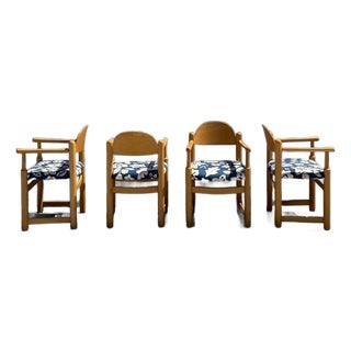 Set of 4 1970s Attributed to Hank Lowenstein Padova Upholstered Arm Chairs For Sale