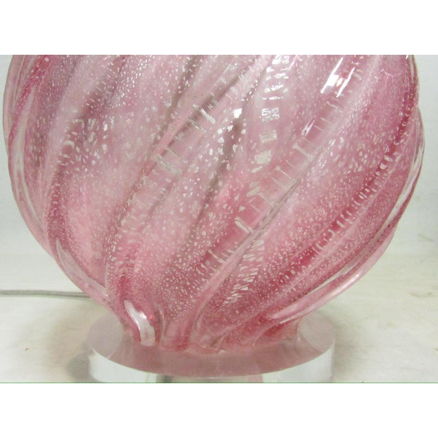 Murano Pair of Vintage Rose Murano Glass Lamps For Sale - Image 4 of 18