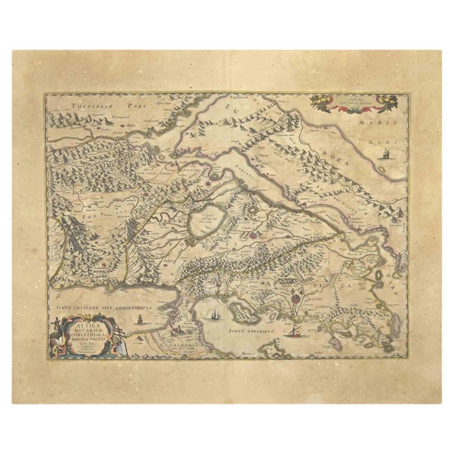 Johannes Janssonius, Attica, Etching, 1650s For Sale