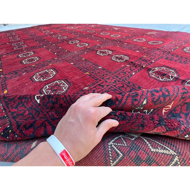 Vintage Afghan Turkmen Ashik Star Gul Garden Compartment Tribal Rug - 9'10" X 6'2" For Sale - Image 13 of 13