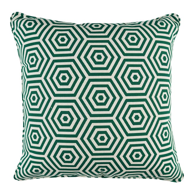 Schumacher Bees Knees Indoor/Outdoor 20" Pillow in Emerald For Sale